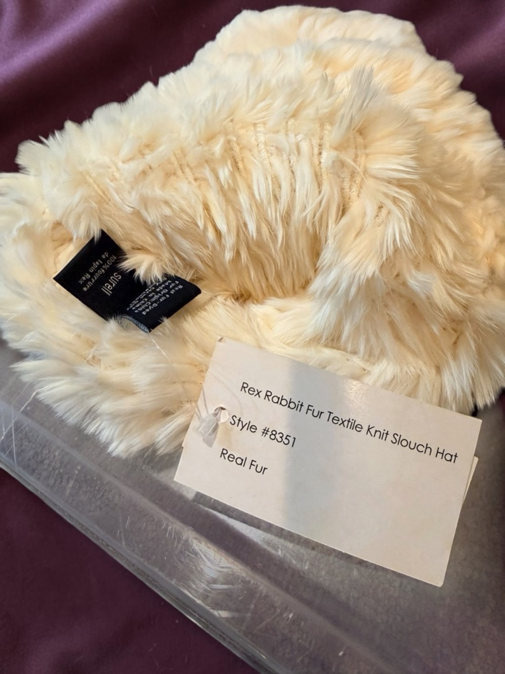 Real Rabbit Fur Cream Winter Hat - Picture 2 of 4